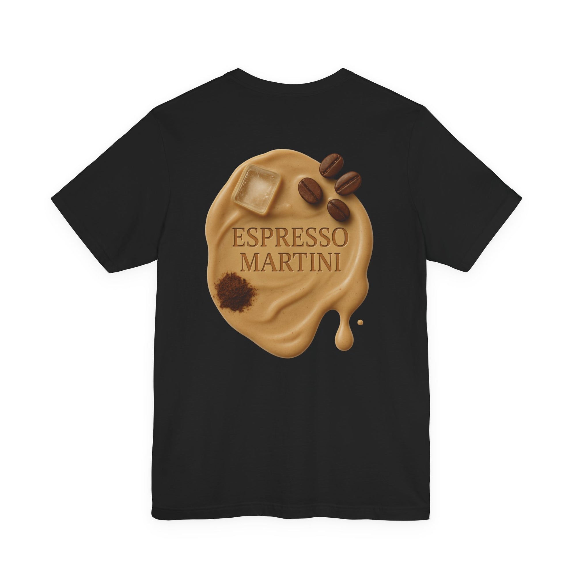 Rückseite des Espresso Martini Shirts in Schwarz – stilvoller Backprint