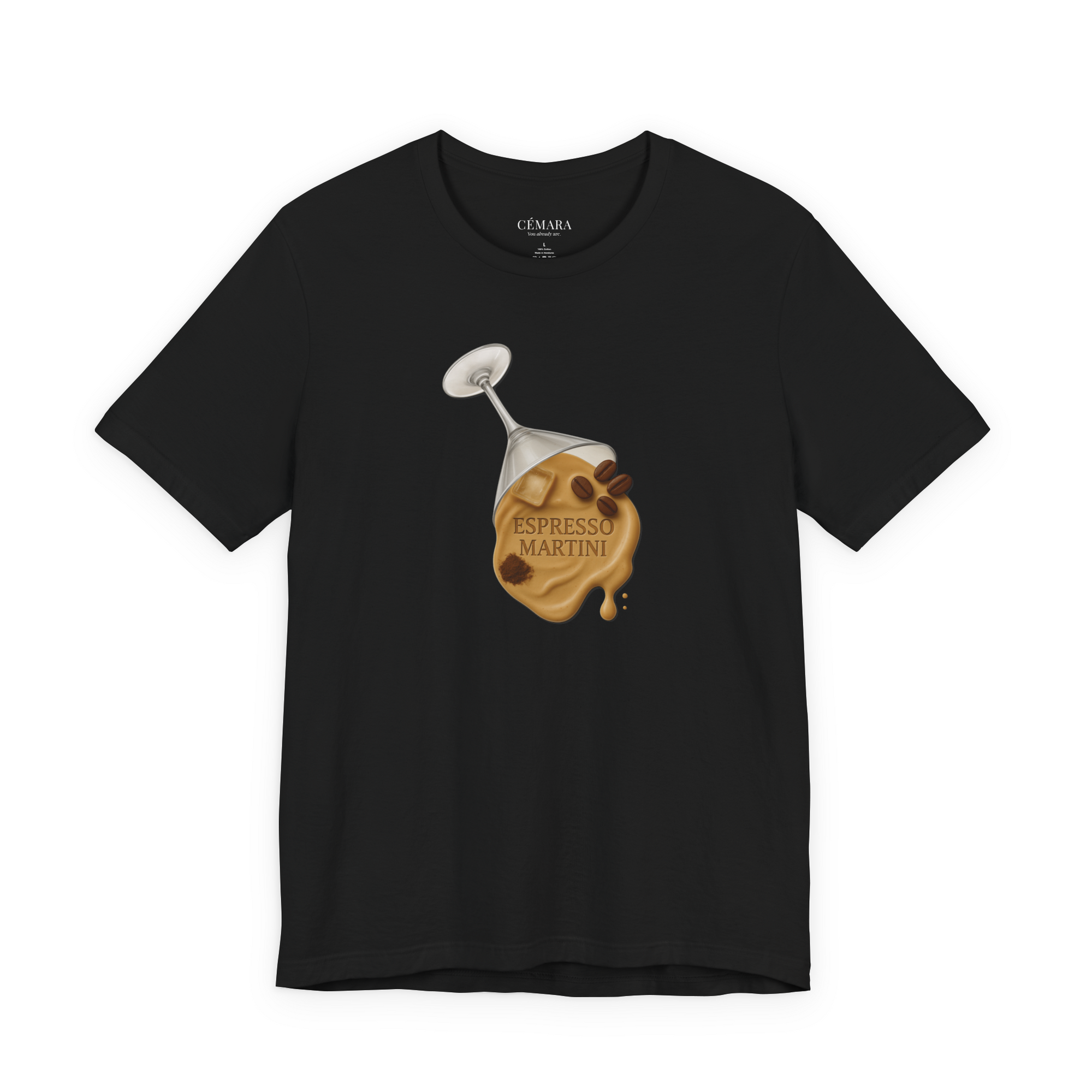 Espresso Martini T-Shirt Damen – Cocktail Shirt mit realistischer Glas-Illustration & Coffee Vibes | CÉMARA