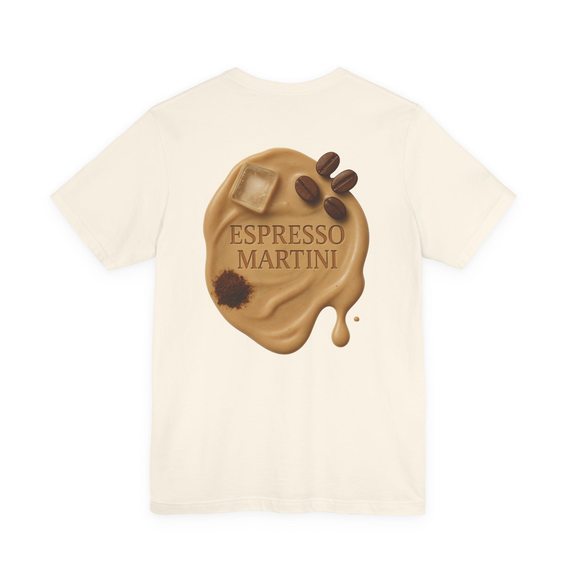 Espresso Martini Backprint Shirt in Beige mit femininer Cocktail-Illustration