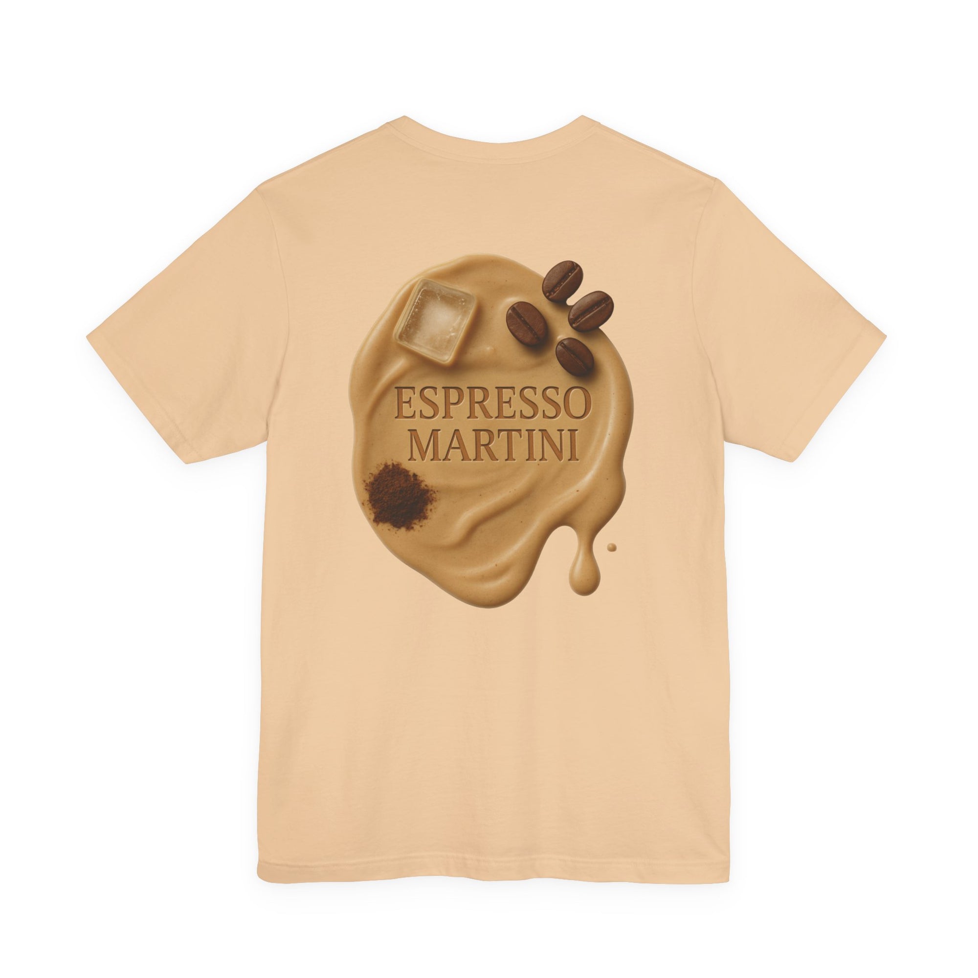 Espresso Martini Shirt mit großem Rückendruck in Sandgrau – Kaffee-inspiriertes Statement