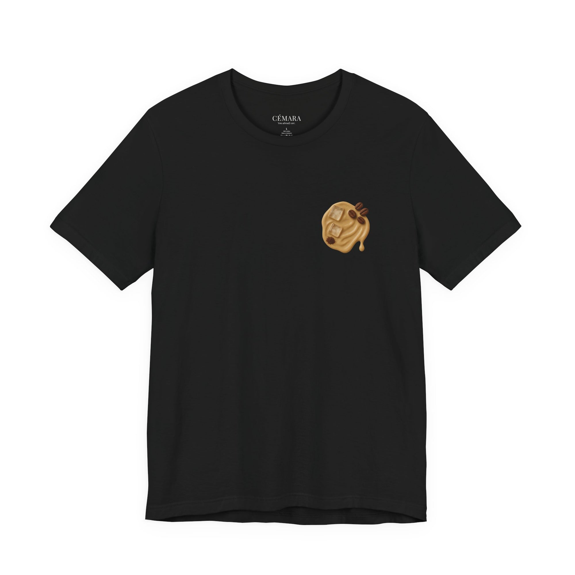 Espresso Martini Frontprint Shirt in Schwarz – minimalistischer Coffee-Look pocket print