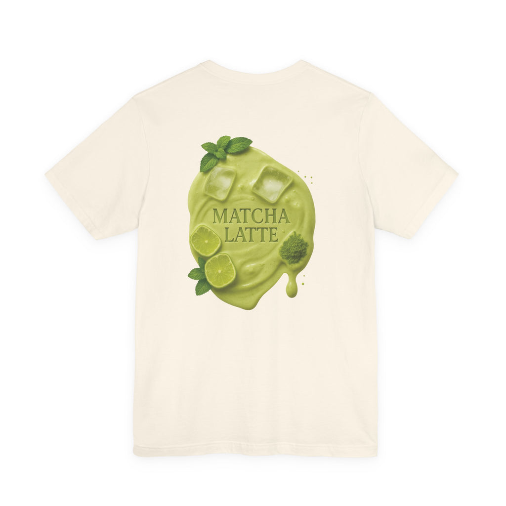 Beige Matcha Latte Shirt with large dripping matcha backprint – designed by CÉMARA