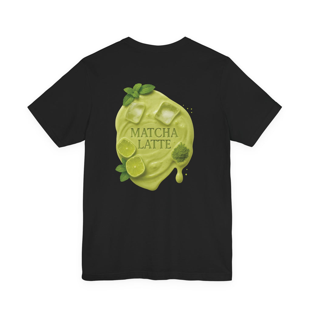 Black Matcha Latte Shirt with bold green tea backprint – statement design by CÉMARA