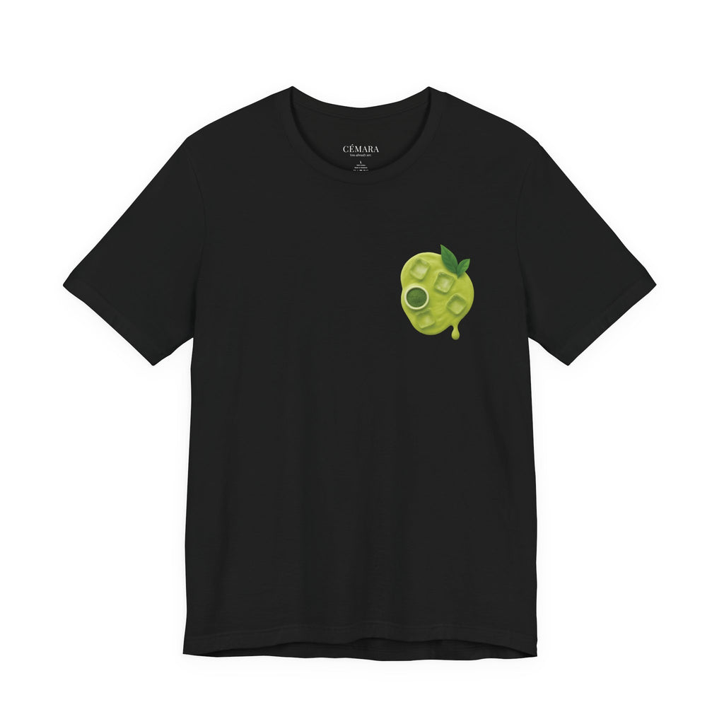 Black Matcha Latte T-Shirt with subtle frontprint – CÉMARA drink aesthetic