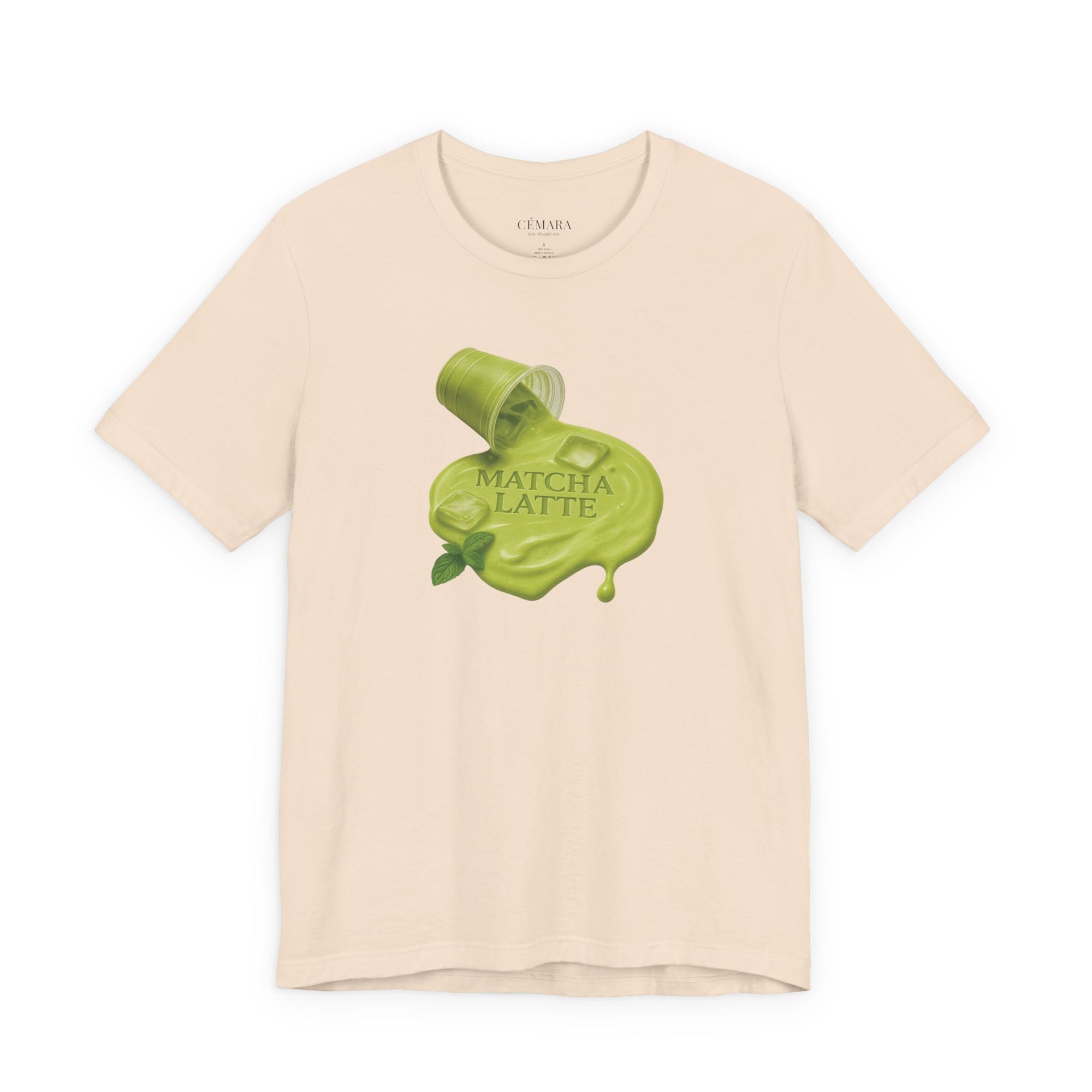 CÉMARA Matcha Latte Shirt Rosé – Feminines T-Shirt für Tee-Liebhaberinnen, grüner Matcha Print auf zartem Rosé