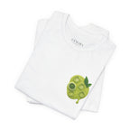 White Matcha Latte T-Shirt with front print – minimal green matcha design by CÉMARA flatlay
