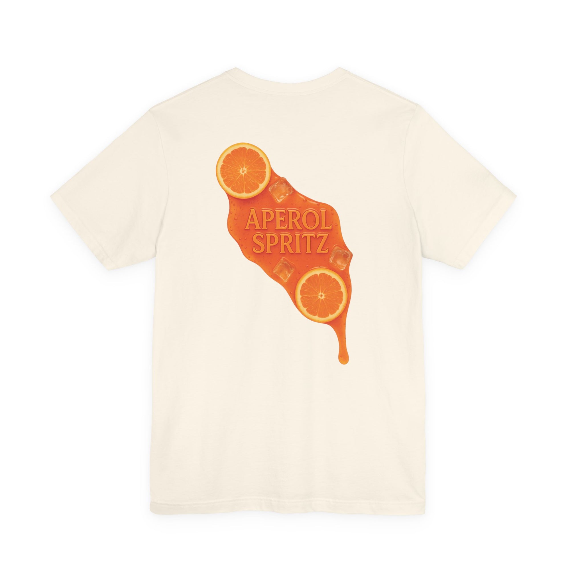 Rückseite: Beige CÉMARA Shirt mit flüssigem Cocktail-Motiv in Orange – stylischer Backprint für Frauen